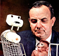Harry Harlow with laboratory monkey.