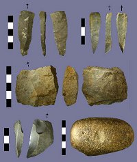 Stone tools excavated from the Hobbit home in Flores.