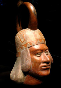 Moche Portrait Ceramic. Larco Museum Collection Lima, Peru.