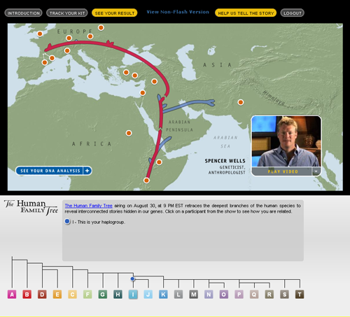 Genographic map courtesy of Prof. Tom Bacig.