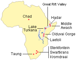 Map of Australopithicine sites.