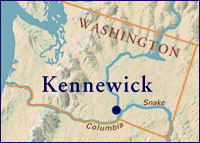 Map of Kennewick, Washington, area.