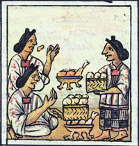 At Aztec feasts guests were presented with food.