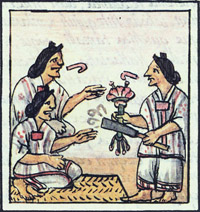At Aztec feasts guests were presented with cylindrical pipes full of tobacco.