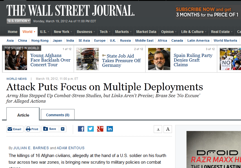 Wall Street Journal article on multiple deployments