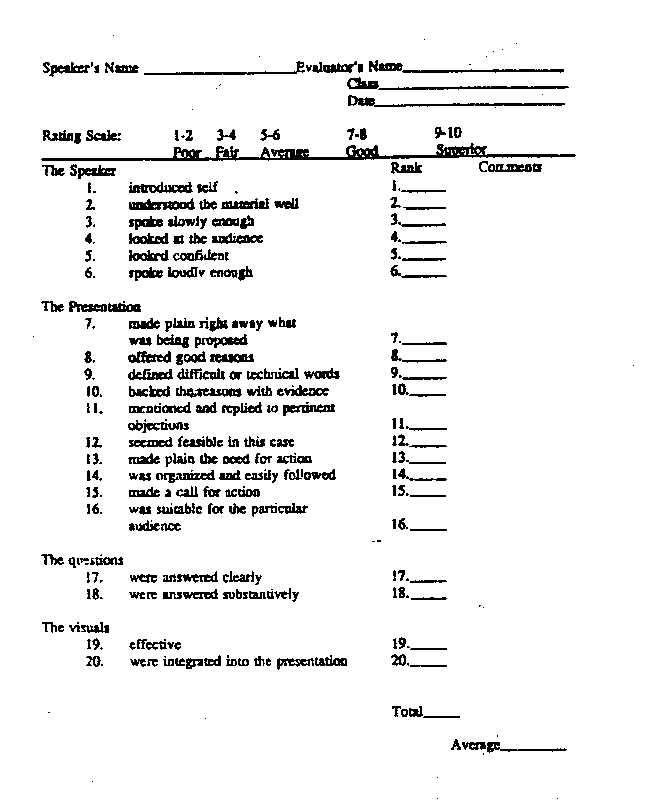 Presentation Evaluation Form