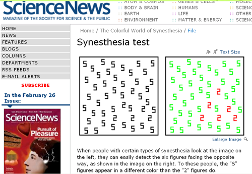 Synesthesia Test from ScienceNews