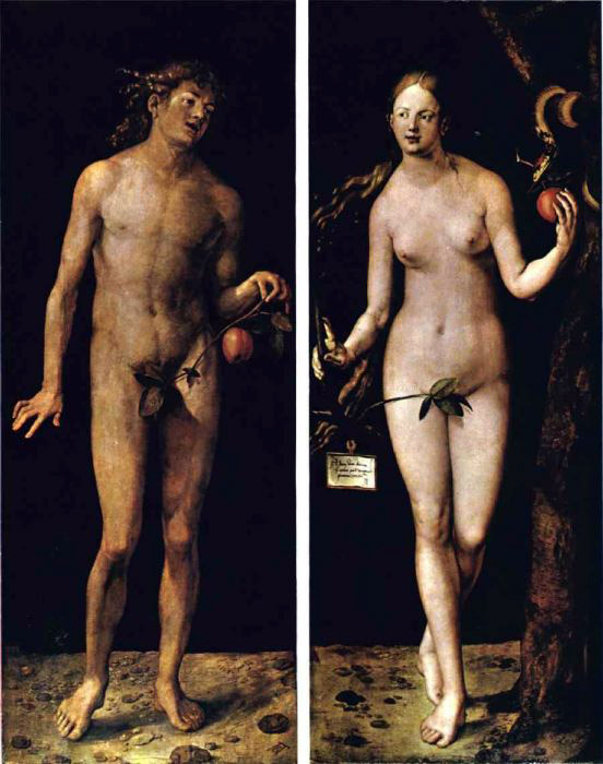 Adam and Eve by Albrecht Dürer (1507) given by Christina of Sweden to King Philip IV in 1654.