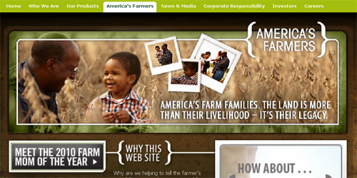 America's Farmers ad, Monsanto HomePage.