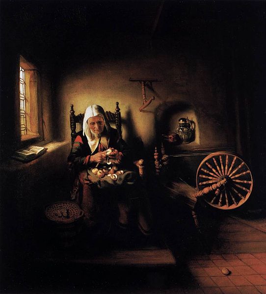 Old Woman Peeling Apples (ca., 1655), Nicolaes Maes (1634-1693).