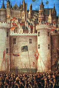 Siege of Antioch, gravure by Sébastien Mamerot, 1490.