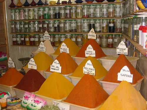 Shop with spices in Morocco.