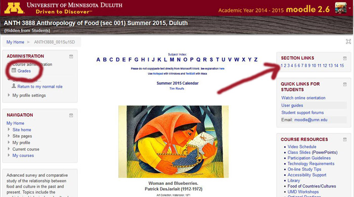 Moodle top of page 1