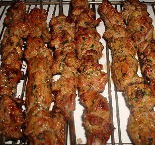 Moroccan steak fillet kebabs.