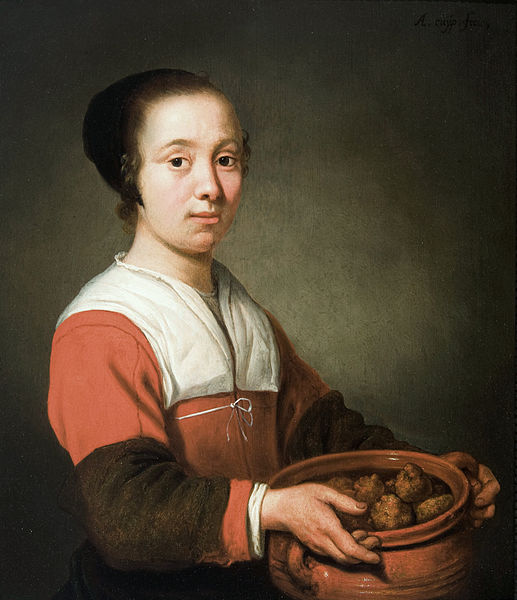 Young woman with a pot full of oliebollen, Aelbert Cuyp, ca 1652