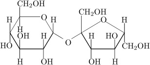 Chemical diagram of sucrose.