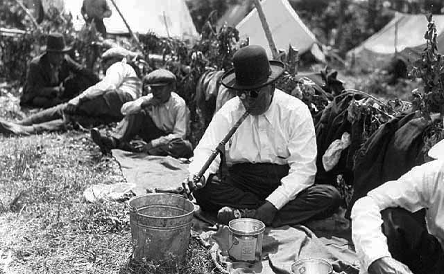 John Smith and Ojibway Grand Medicine Ceremony at Squaw Point, Leech Lake, 1932.