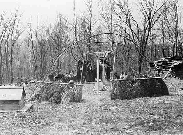 Indian ceremony (?), Cass Lake, ca. 1930.