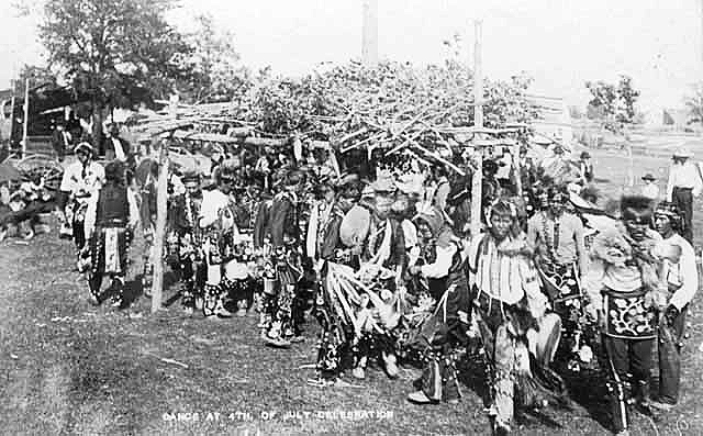 Dance at Fourth of July celebration, Red Lake, Beltrami County, ca. 1908.