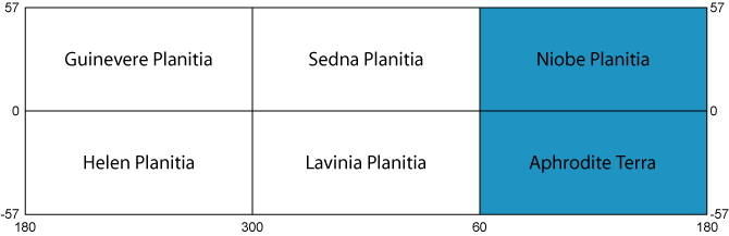 Index map of Venusian quadrangles (1:10M series)