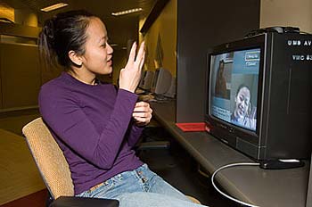 Videophone in use.