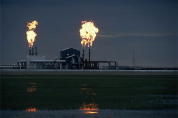 flow station flaring off natural gas