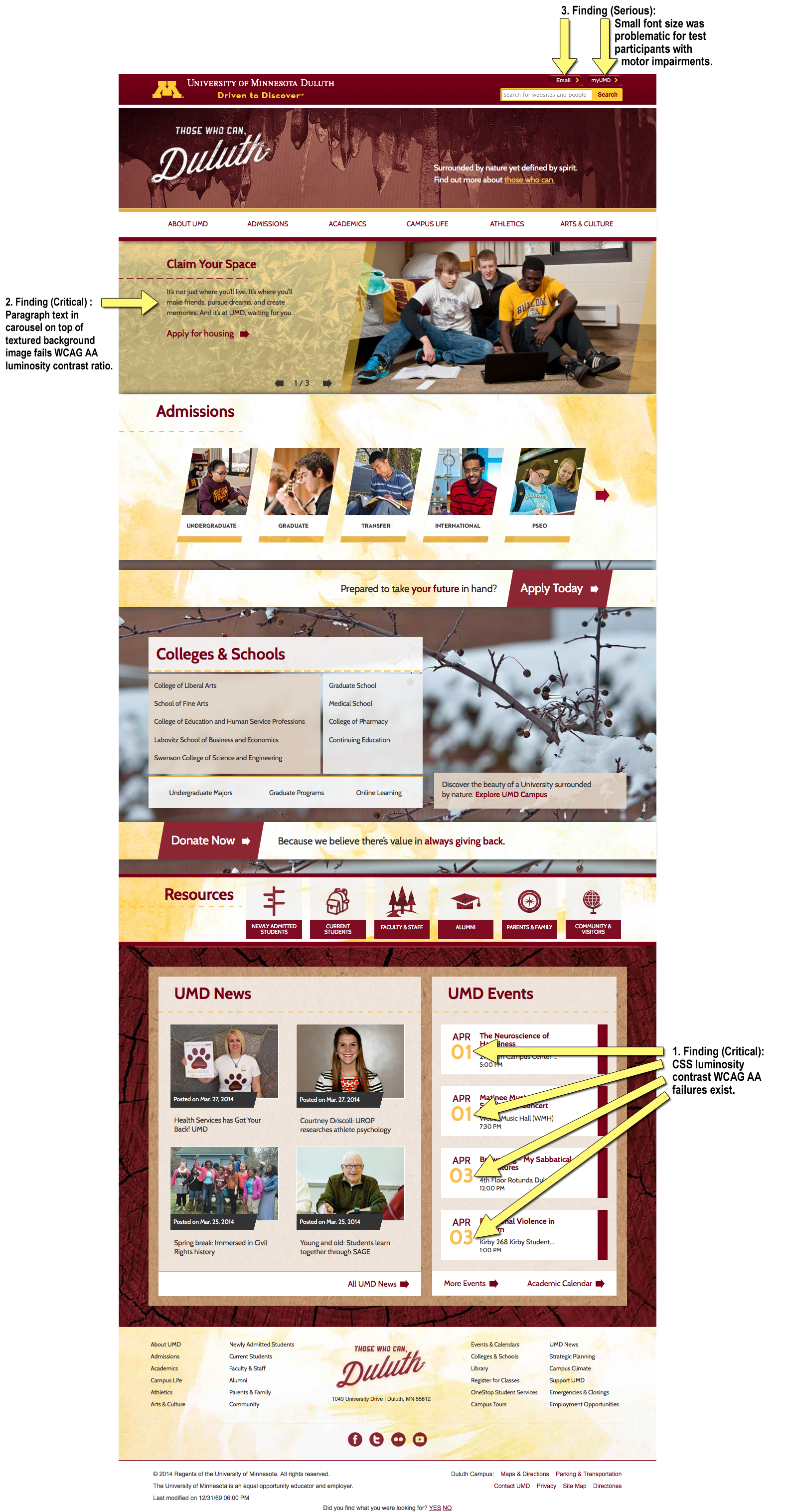 UMD Home Page Evaluation Report