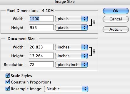 Pixel Dimensions Dialog Box